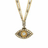 Michal Golan Medium silver & gold evil eye necklace with crystal center & edges on triple chain, handmade at Michal Golan Studios USA
