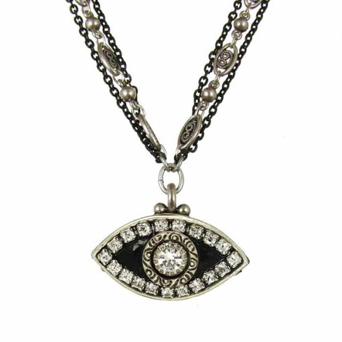Michal Golan Black and Crystal Evil Eye Necklace