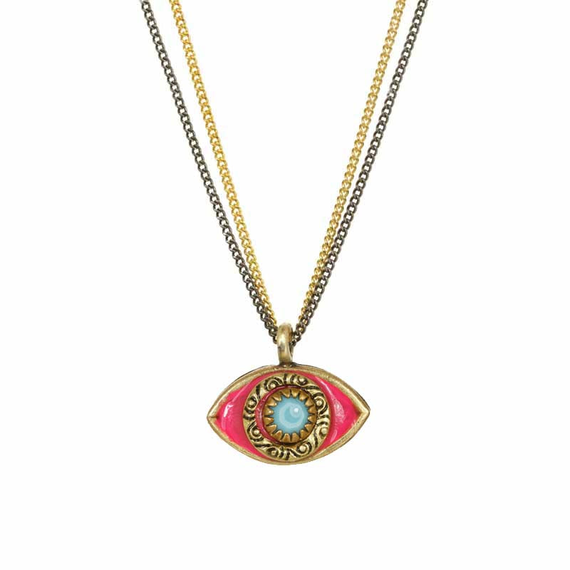Michal Golan Small Pink and Turquoise Eye Necklace