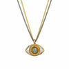 Michal Golan Small Silver and Turquoise Evil Eye Necklace