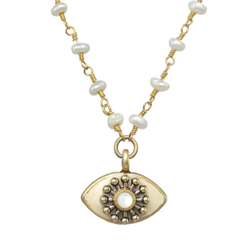 Michal Golan Ivory Pearl Eye Necklace