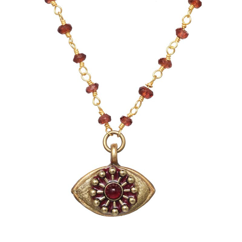 Michal Golan Gold and Garnet Eye Necklace