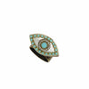 Michal Golan Medium silver evil eye ring with blue crystal center & edges, handmade at Michal Golan Studios USA