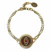 Michal Golan Round red evil eye bracelet on double chain, handmade at Michal Golan studios USA