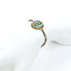 Michal Golan Round teal evil eye bracelet on double chain, handmade at Michal Golan studios USA