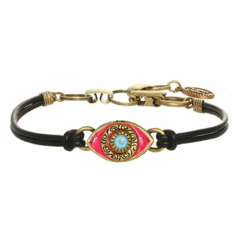 Michal Golan Small Pink and Turquoise Evil Eye Bracelet