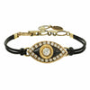 Michal Golan Medium black evil eye bracelet w/ crystal center & edges, handmade at Michal Golan Studios USA