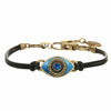 Michal Golan Small blue evil eye bracelet w/ blue crystal center, handmade at Michal Golan Studios USA