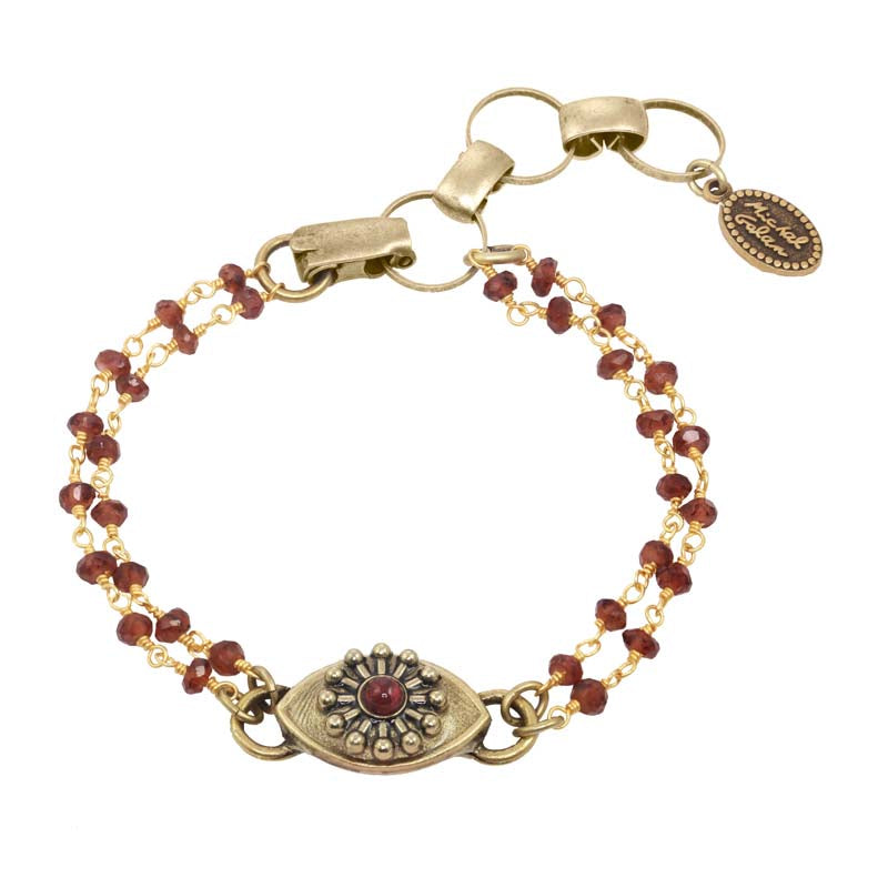 Michal Golan Gold and Garnet  Eye Bracelet