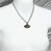 Michal Golan Medium silver & gold evil eye necklace with crystal center & edges on triple chain, handmade at Michal Golan Studios USA