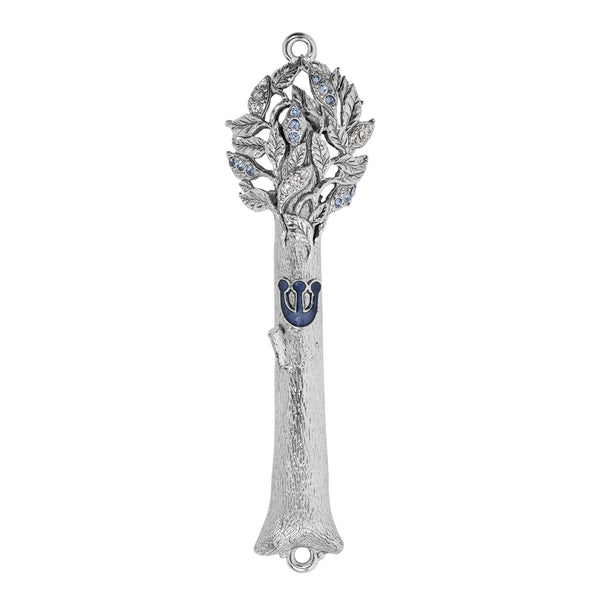 Quest Collection Judaica Quest Collection Crystal Tree Mezuzah - Silver