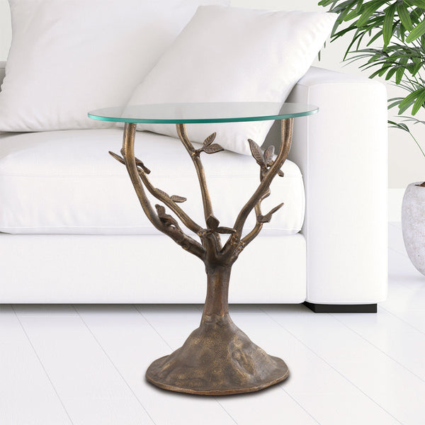 SPI Home Home Decor Birds and Leaves End Table