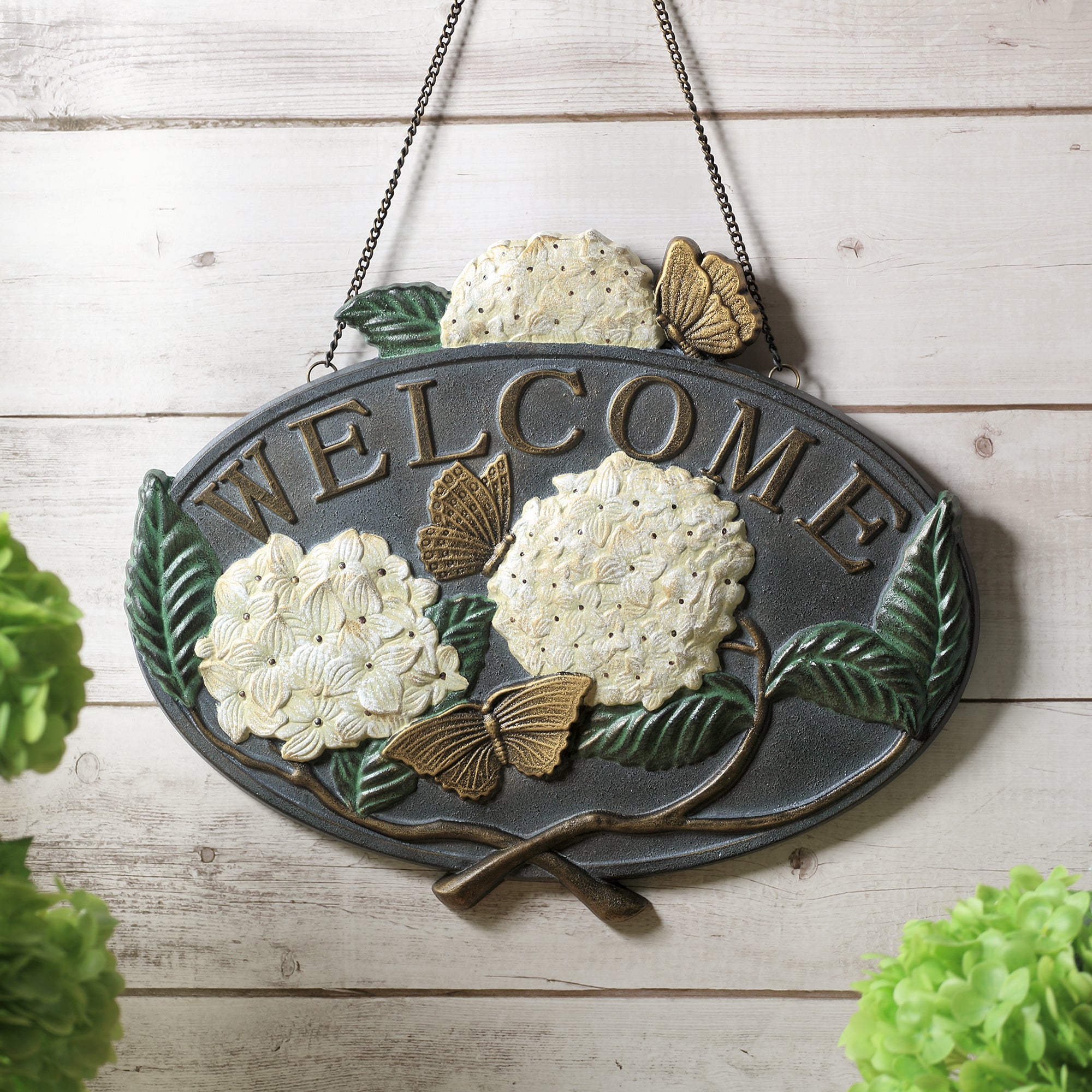 SPI Home Home Decor Hydrangea Hanging Welcome Sign