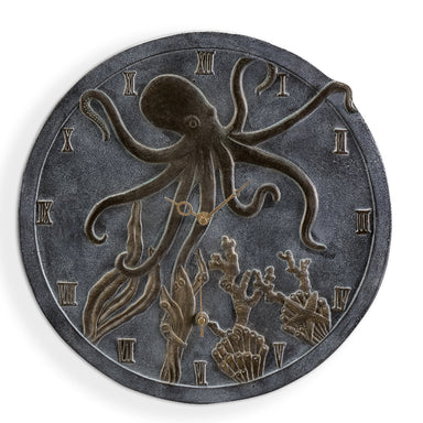 SPI Home Home Decor Octopus Wall Mounted Garden Clock and Thermometer