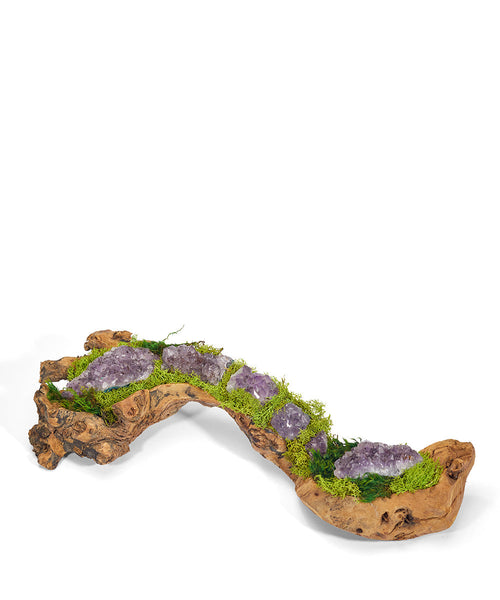 T&C Floral Company Home Decor Amethyst Baby Wood Log Filled with Stones