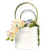 T&C Floral Company Home Decor White/Blue Celestite Draped Orchids in Flat Ceramic Vase