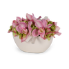 T&C Floral Company Home Decor Pink Hydrangea & Orchid White Container with Selenite