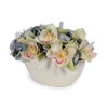 T&C Floral Company Home Decor White Hydrangea & Orchid White Container with Selenite