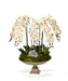 T&C Floral Company Home Decor White & Blue Calcite Orchid and Crystal in Large Silver Urn
