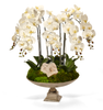 T&C Floral Company Home Decor White & Quartz Orchid and Crystal in Large Silver Urn