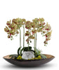 T&C Floral Company Home Decor Orchids in Mixed Metal Planter with Real Quartz Stone Green