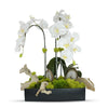 T&C Floral Company Home Decor White w/ Agate Slabs Orchids in Rectangle Ceramic Container