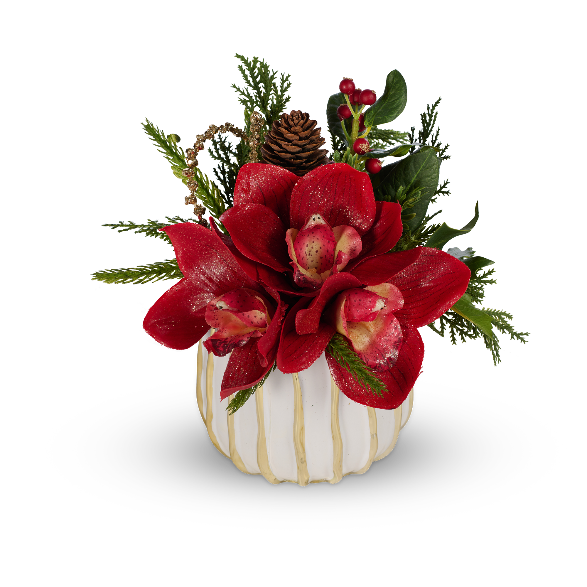 T&C Floral Company Home Decor red Pave Christmas Orchids