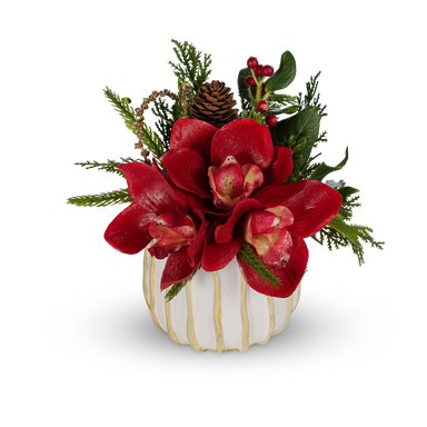 T&C Floral Company Home Decor red Pave Christmas Orchids