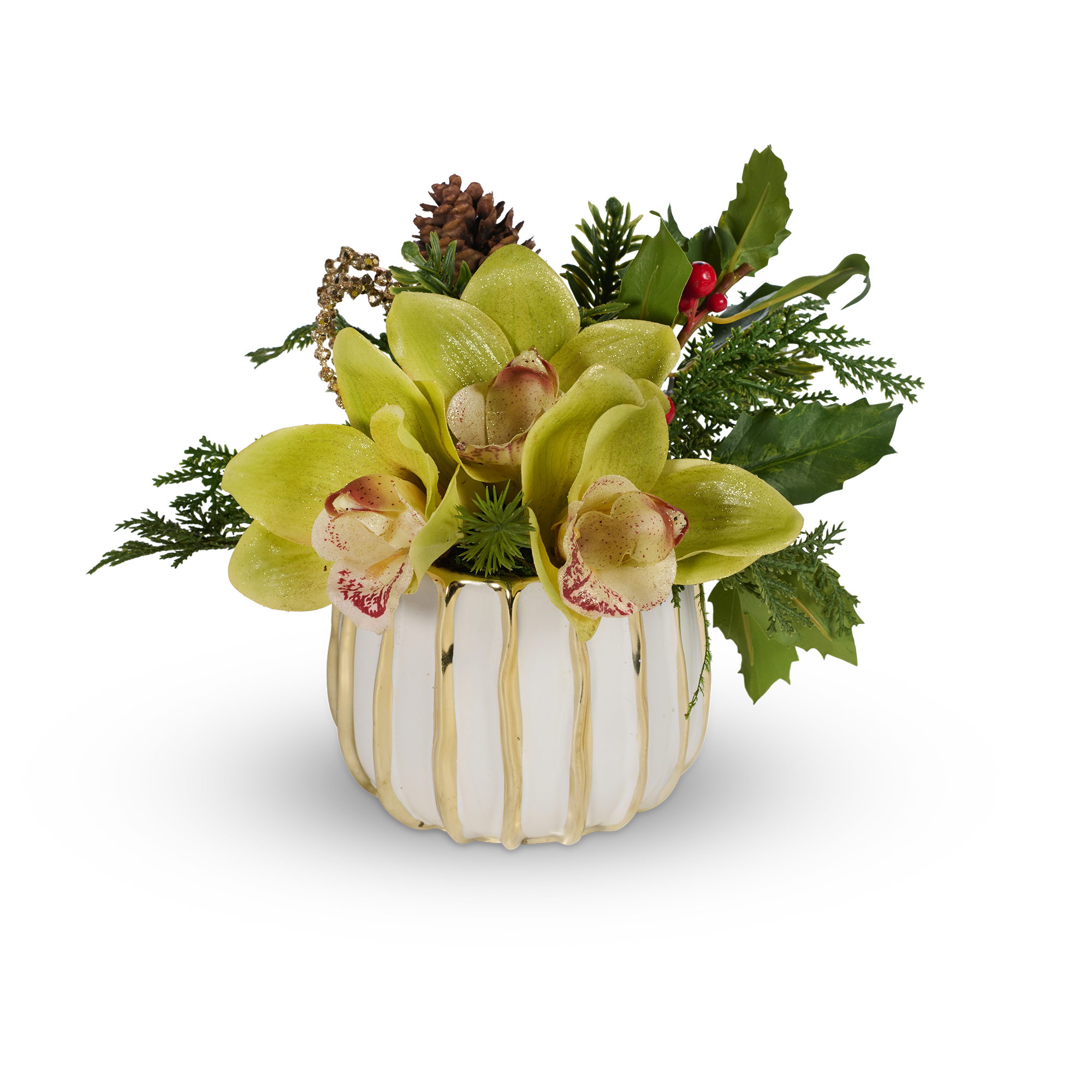 T&C Floral Company Home Decor Green Pave Christmas Orchids