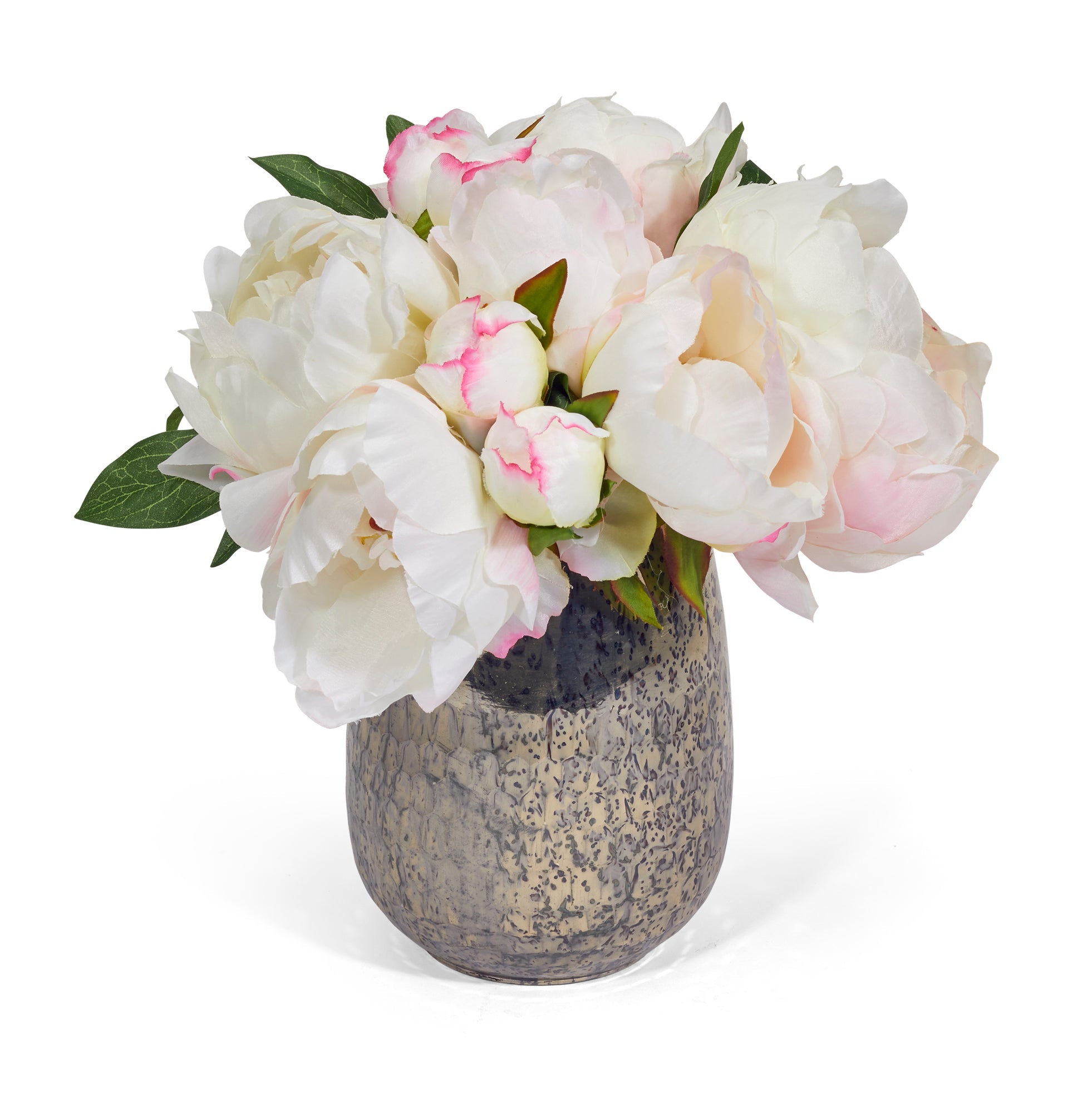 T&C Floral Company Home Decor Cream Peonies In Silver Vase