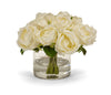 T&C Floral Company Home Decor Cream Rose Bouquet in Clear Glass Vase