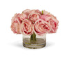 T&C Floral Company Home Decor Pink Rose Bouquet in Clear Glass Vase
