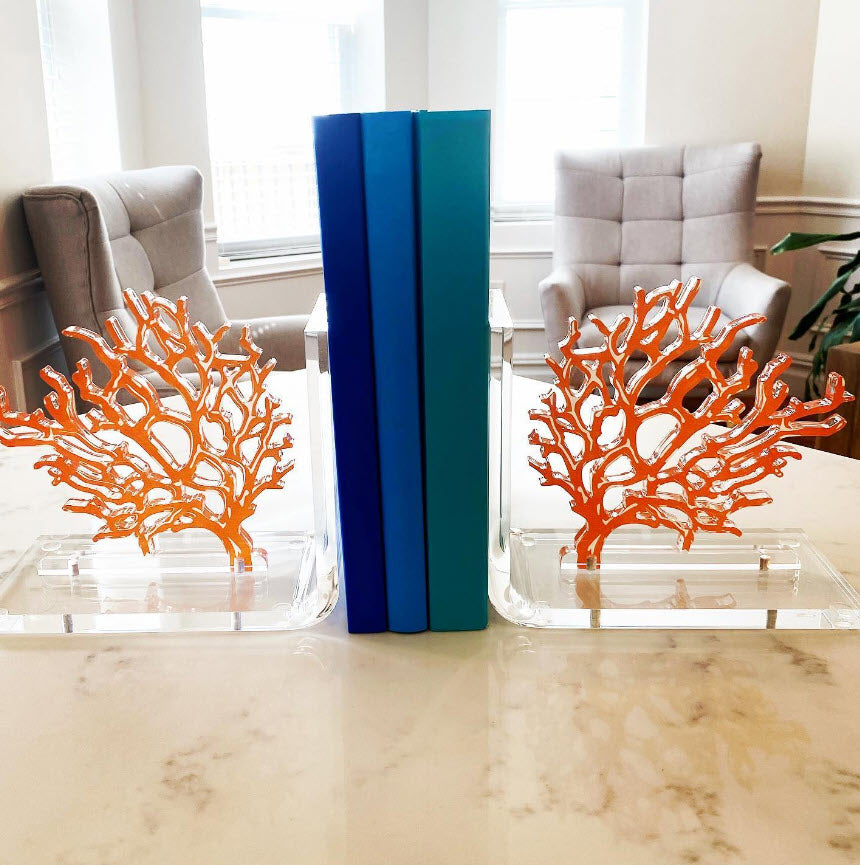 Tara Wilson Designs Giftware Bookends - Orange Coral