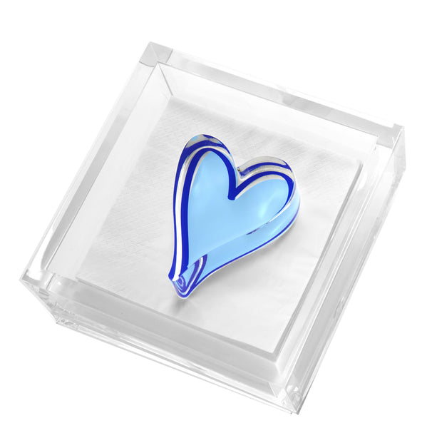 Tara Wilson Designs Giftware Cocktail Napkin Holder- Blue Heart