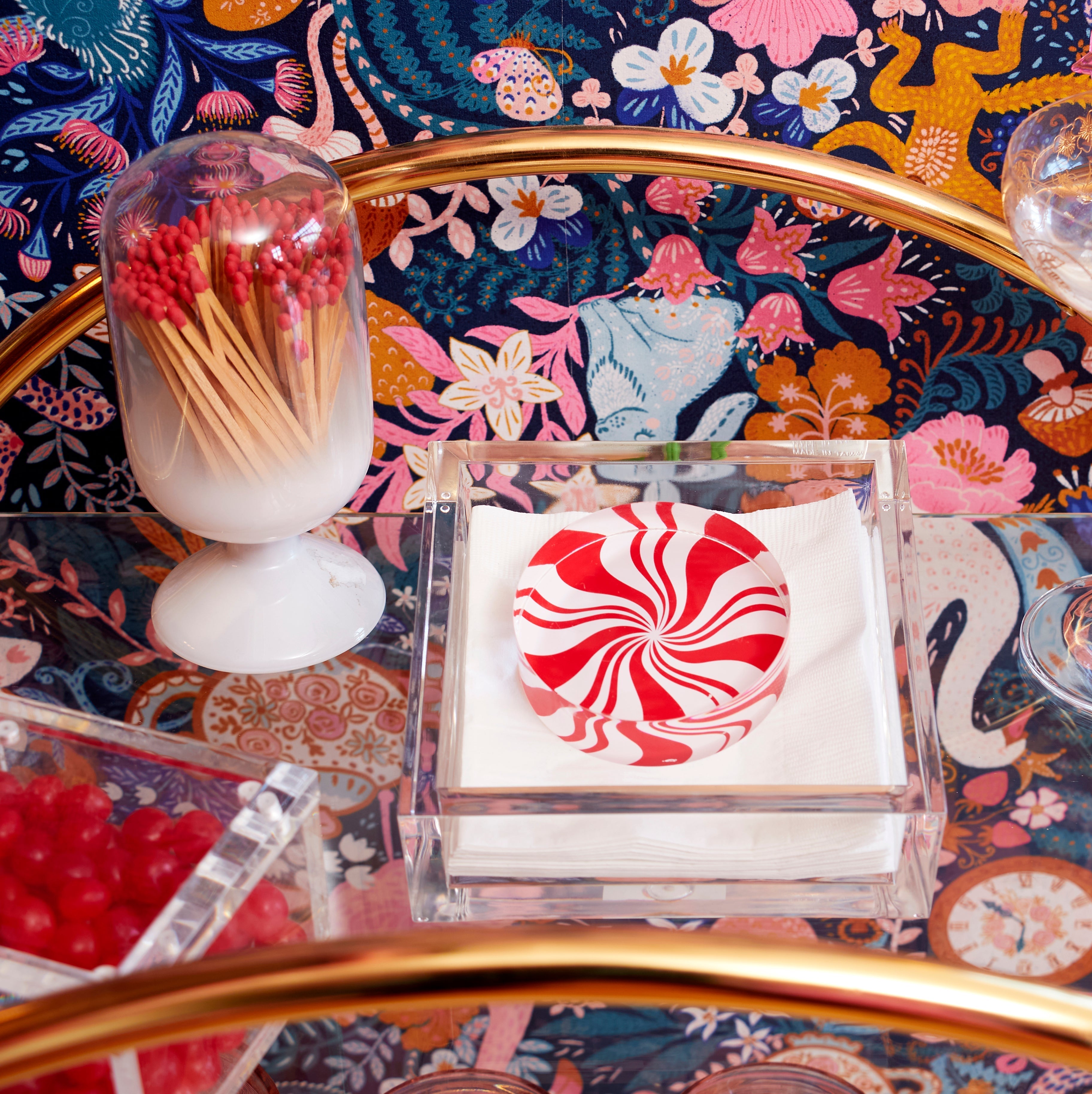 Tara Wilson Designs Giftware Cocktail Napkin Holder - Peppermint Candy