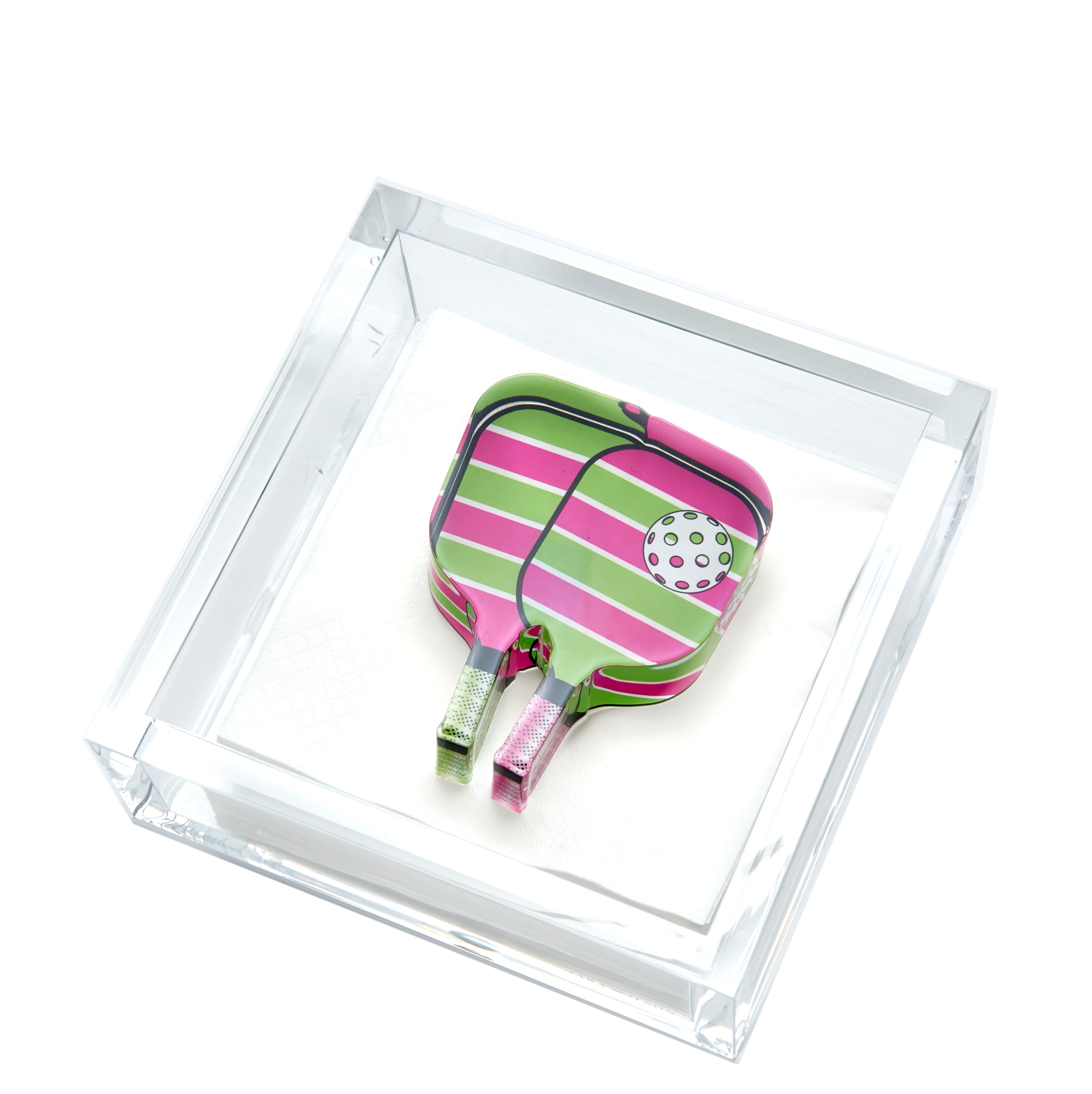 Tara Wilson Designs Giftware Cocktail Napkin Holder - Pickleball - Pink/Green