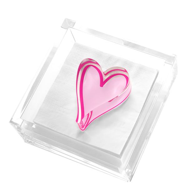 Tara Wilson Designs Giftware Cocktail Napkin Holder- Pink Heart