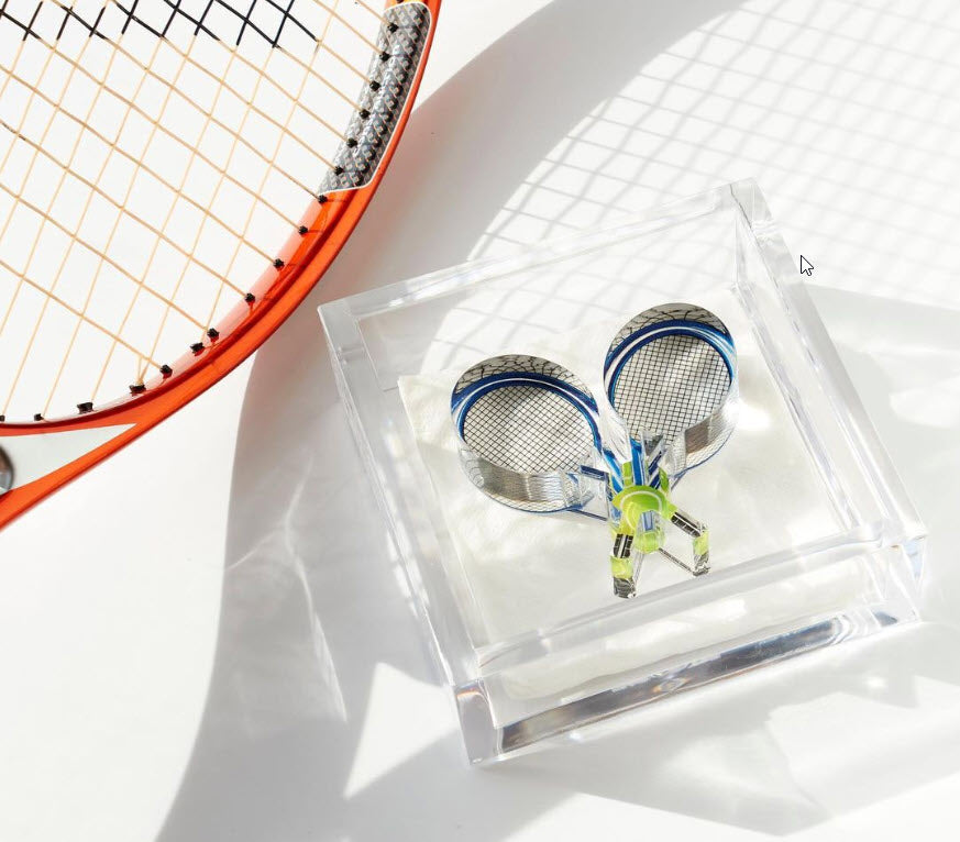 Tara Wilson Designs Giftware Cocktail Napkin Holder - Tennis Racquets