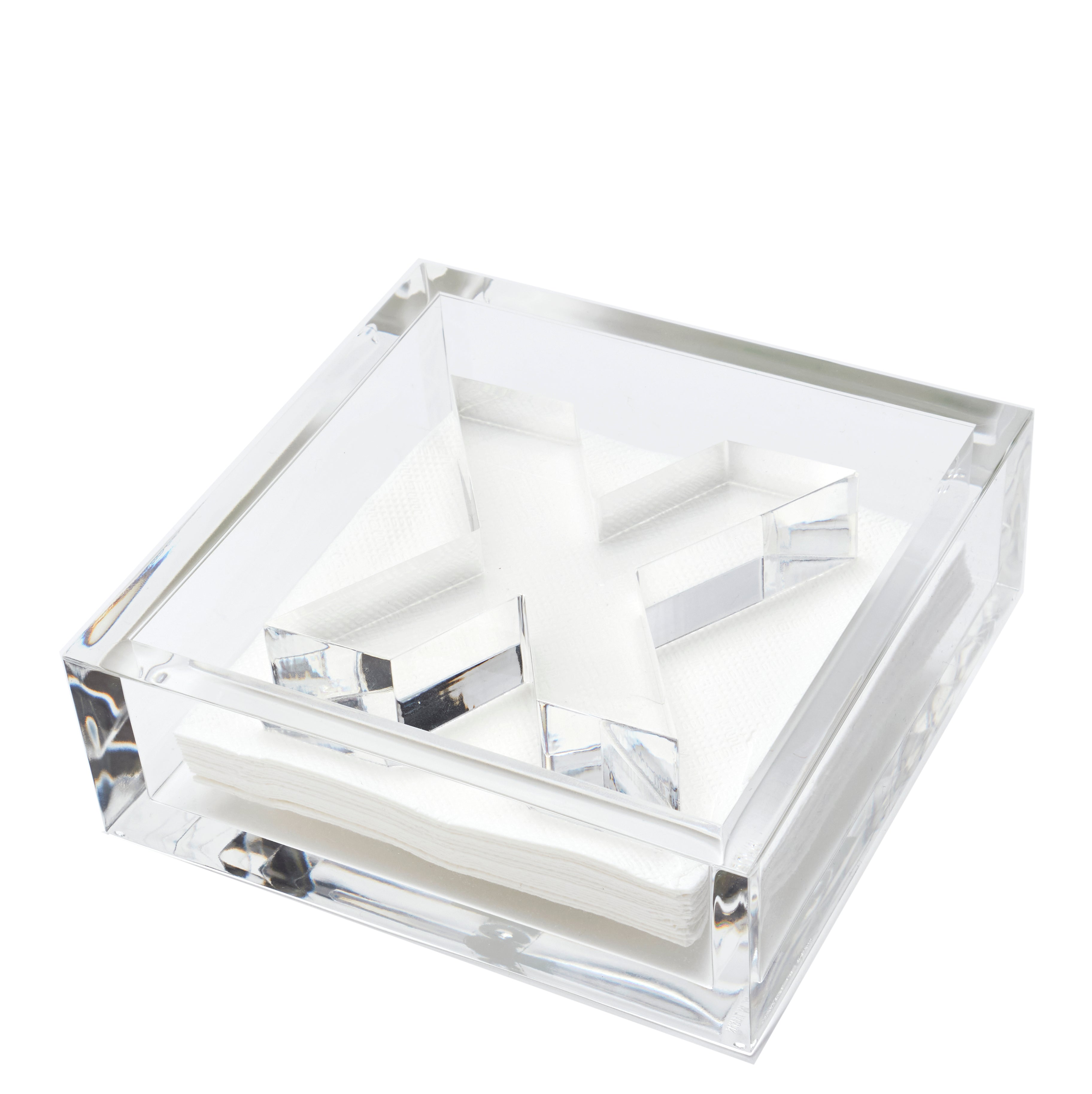 Tara Wilson Designs Giftware COCKTAIL NAPKIN HOLDER - WEIGHT X Initial Acrylic Cocktail Napkin Holder & Weight