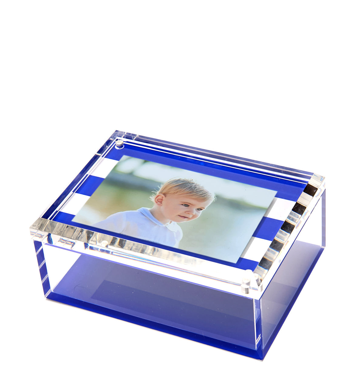 Tara Wilson Designs Giftware Photo Box - 5" X 7"  Blue & White Stripe