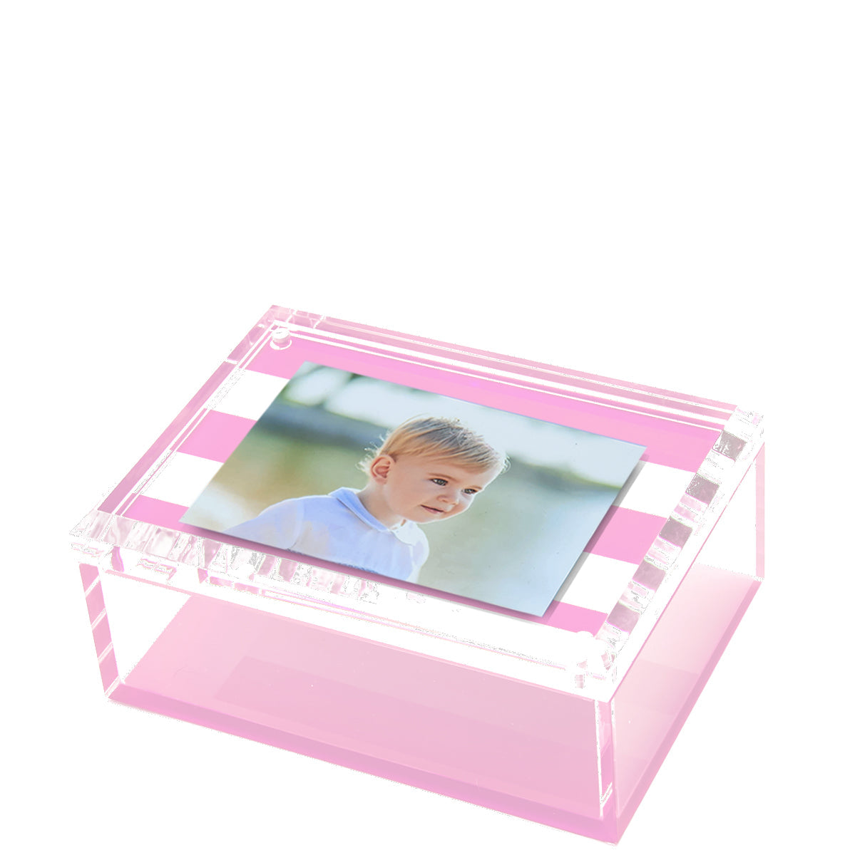 Tara Wilson Designs Giftware Photo Box - 5" X 7"  Pastel Pink & White Stripe