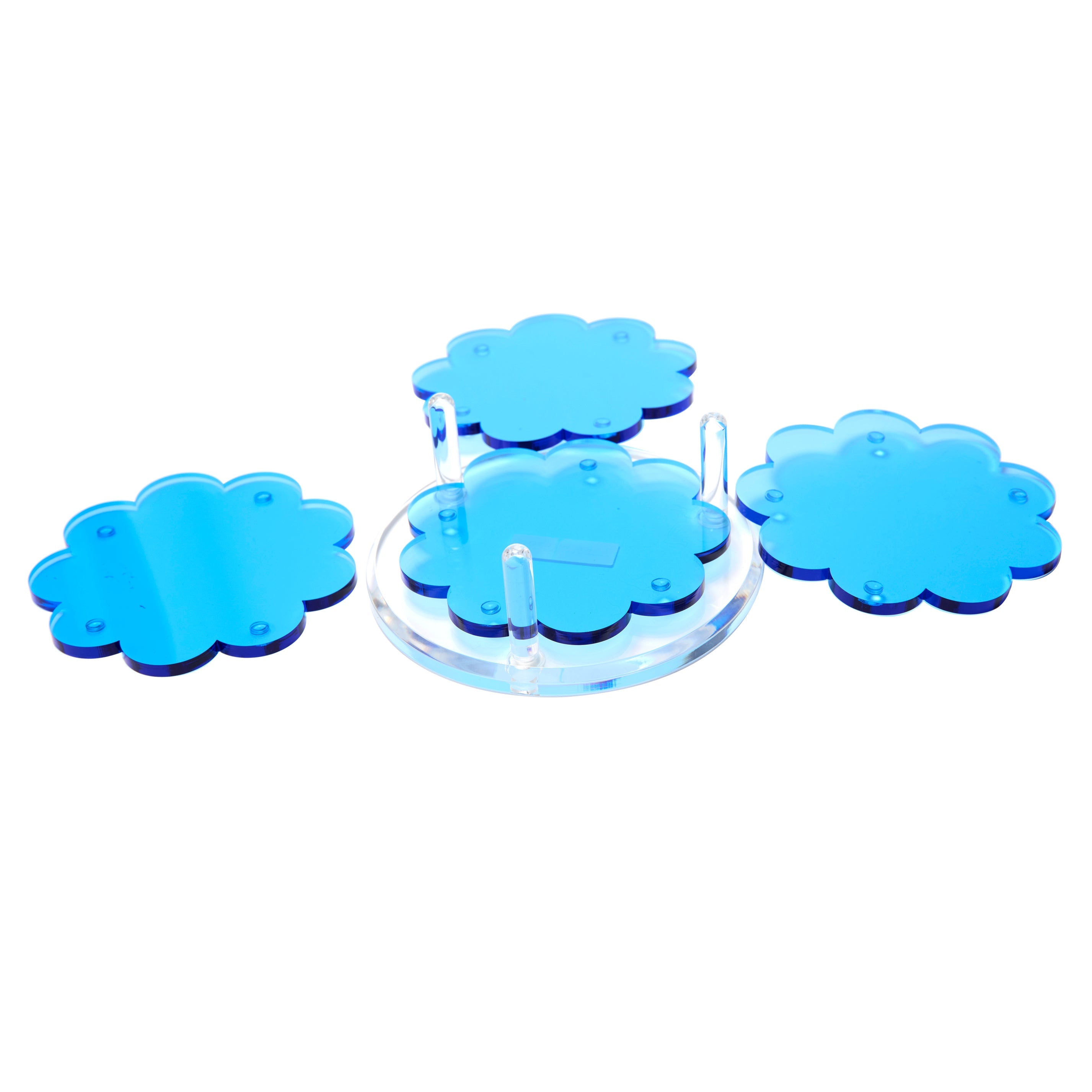 Tara Wilson Designs Giftware Sapphire Blue Acrylic Scallop Drink Coasters