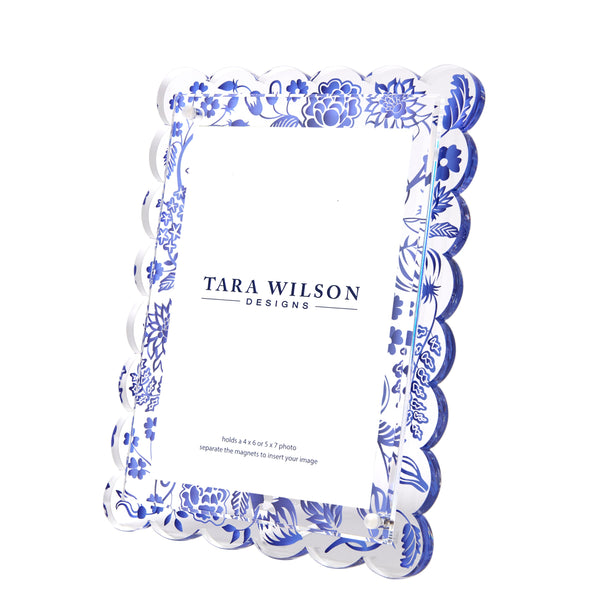 Tara Wilson Designs Giftware Scallop Frame - Blue Toile