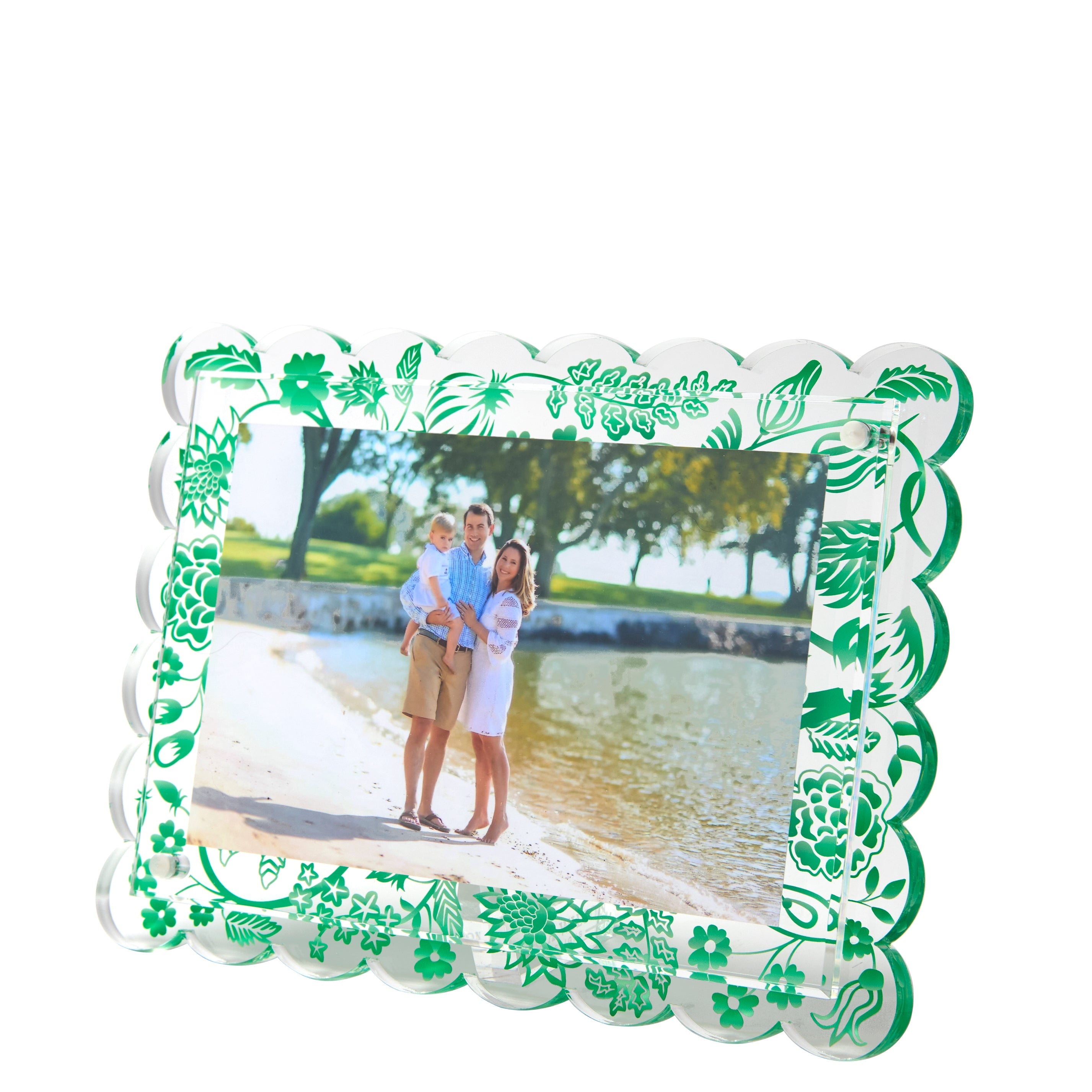 Tara Wilson Designs Giftware Scallop Frame - Green Toile