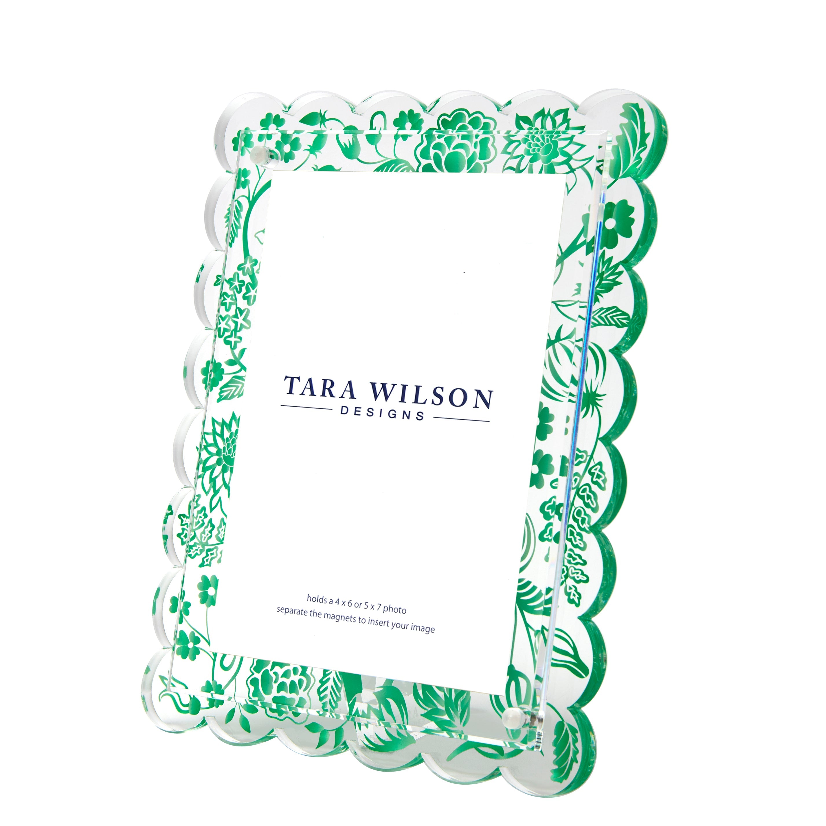 Tara Wilson Designs Giftware Scallop Frame - Green Toile