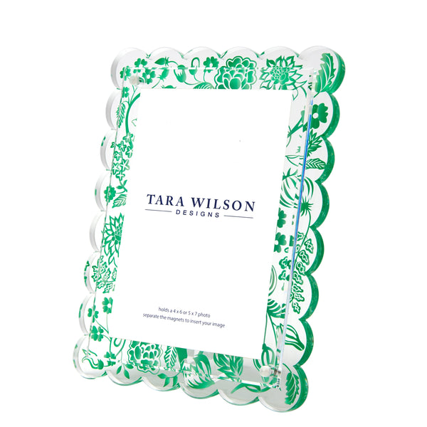 Tara Wilson Designs Giftware Scallop Frame - Green Toile