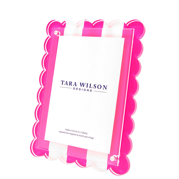 Tara Wilson Designs Picture Frames Scallop Frame - Pink & White Stripe