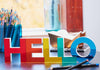 Tara Wilson Designs Giftware Stand Alone - Hello (Mirrored Rainbow Colors)