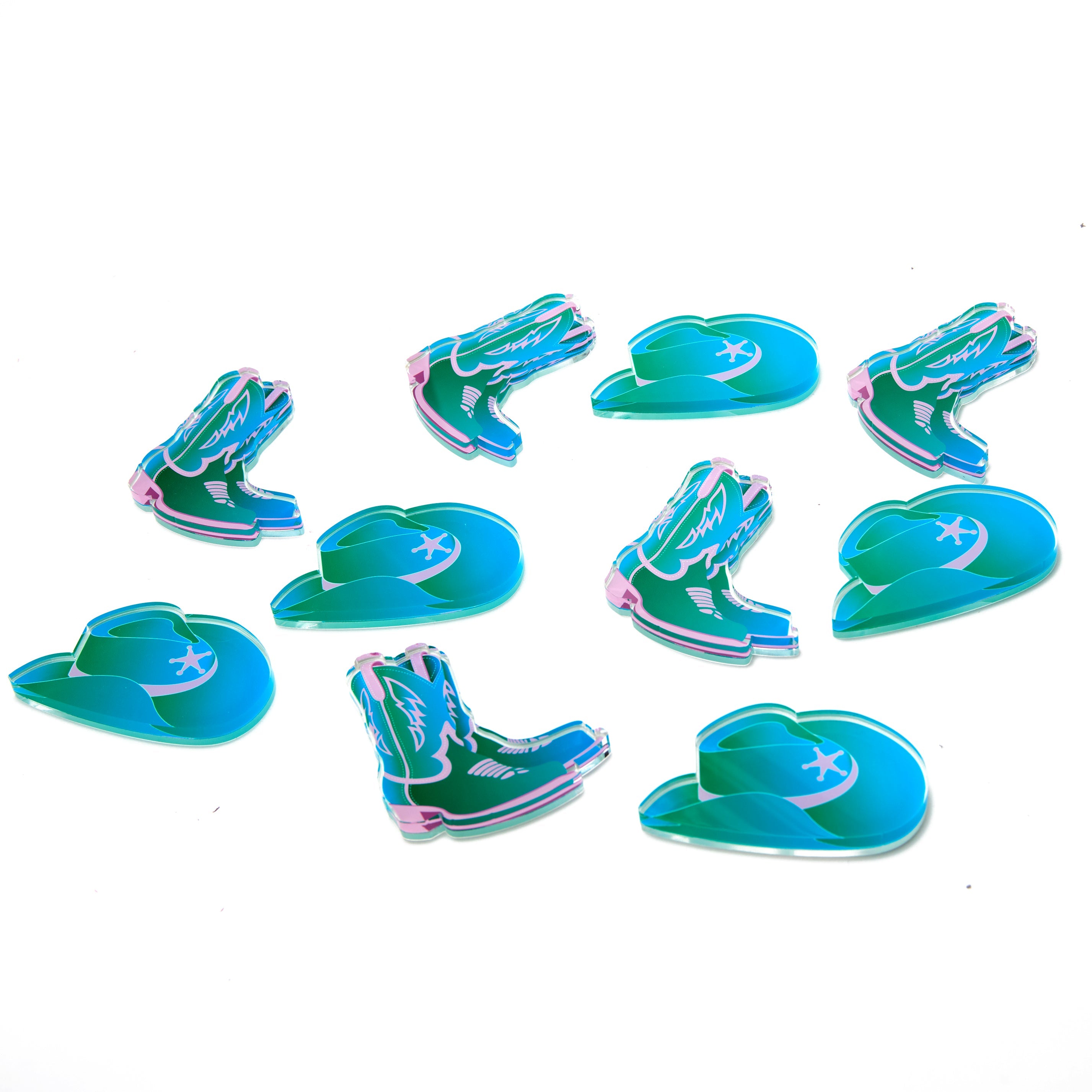 Tara Wilson Designs Giftware Tic Tac Toe - Blue Cowboy Hat & Boot