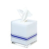 Tara Wilson Designs Giftware Tissue Box White With Navy Blue Piping